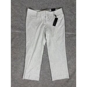 Express Editor Slim Crop Pants White Pinstripe Studio Stretch Women Size 6